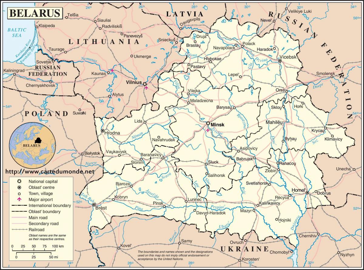Країна Білорусь карті