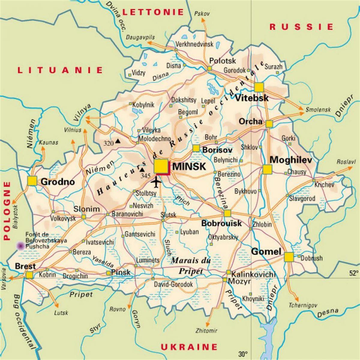Карта Білорусі міст