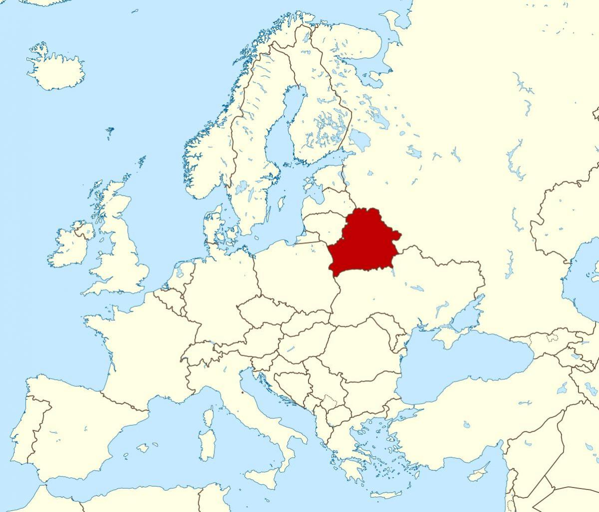 Розташування Білорусії на карті світу